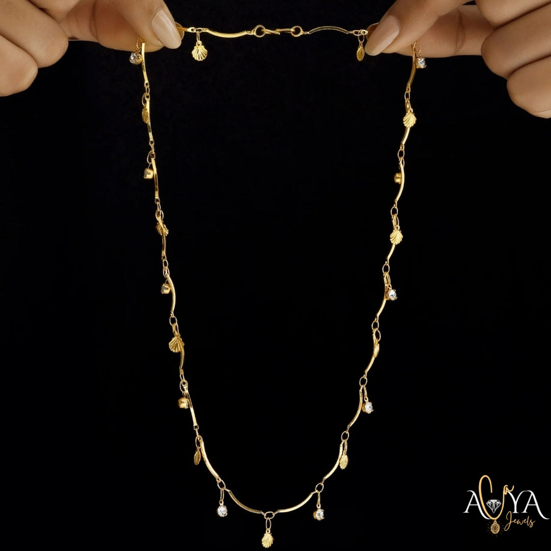 Double Layer Chevron Chain With Shell Charms