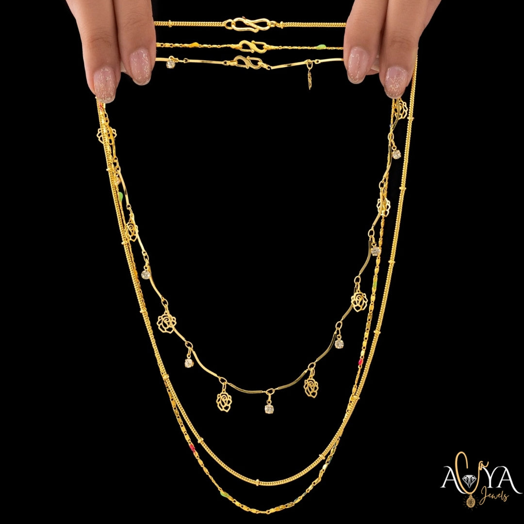 Triple-Layer Golden Chain Necklace