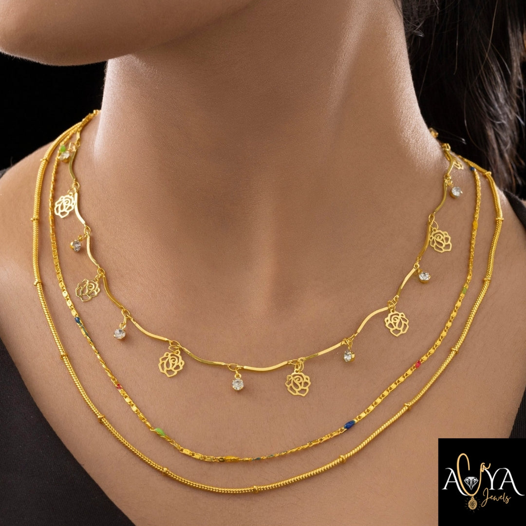 Triple-Layer Golden Chain Necklace