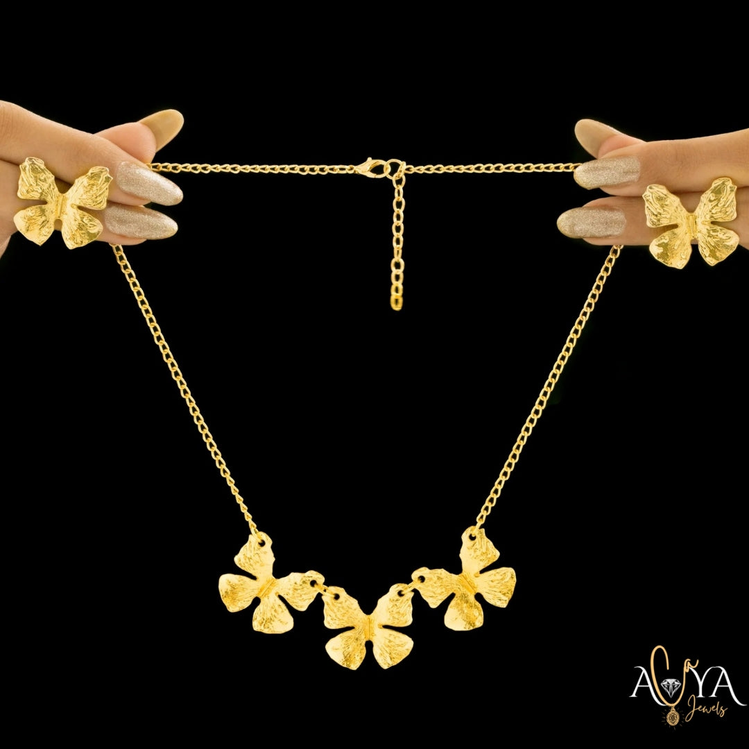 Butterflies Necklace Set With Earrings