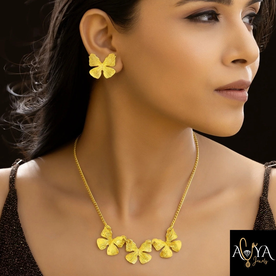 Butterflies Necklace Set With Earrings