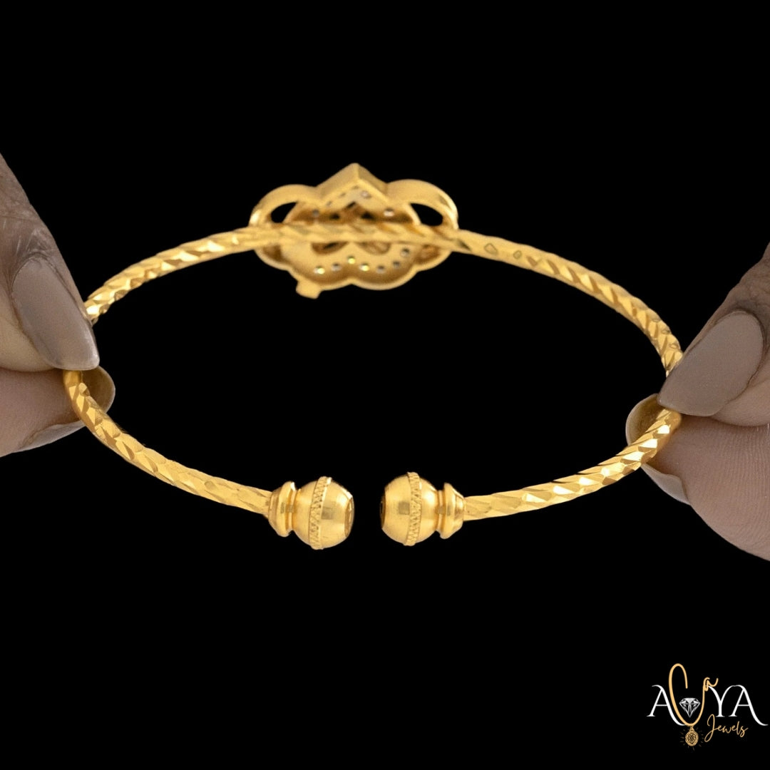 INFINITY Golden Crystal Heart Bangle Bracelet (Adjustable Size)