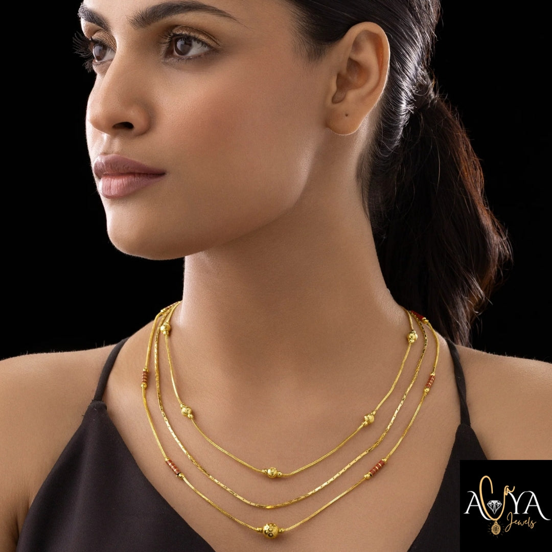 Triple-Layer Gold-Plated Necklace