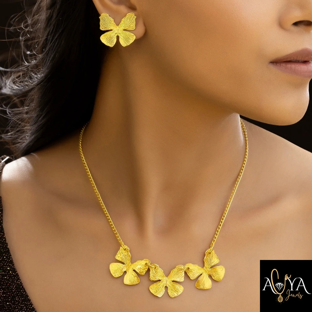 Butterflies Necklace Set With Earrings