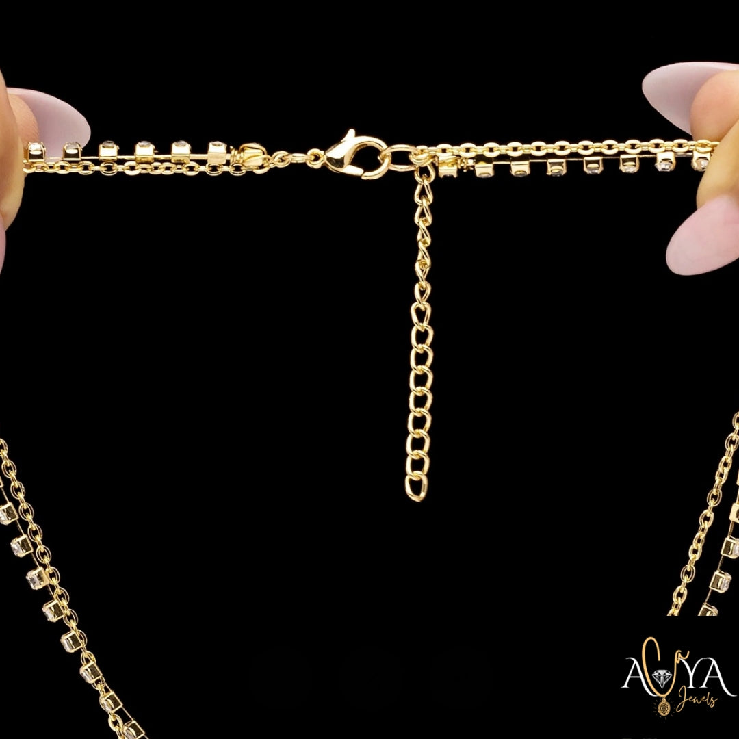 Double Layer Necklace Set With Earrings