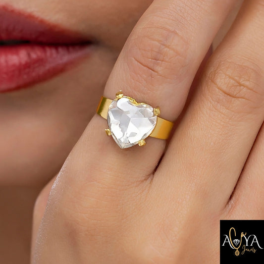 Crystal Heart Ring (Adjustable Size)