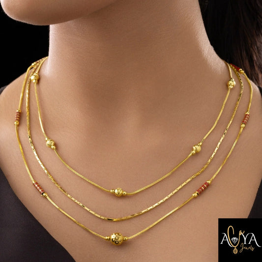 Triple-Layer Gold-Plated Necklace