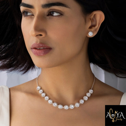 Solitaire Necklace Set With Earrings