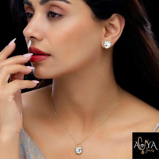 Solitaire Necklace Set With Earrings