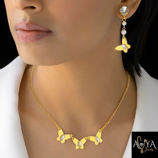 Butterfly Necklace Set With Earrings