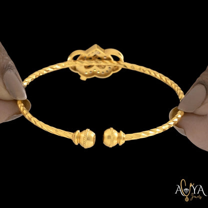 INFINITY Golden Crystal Heart Bangle Bracelet (Adjustable Size)