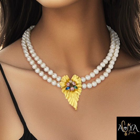 Multicolour Crystals & Pearl Necklace