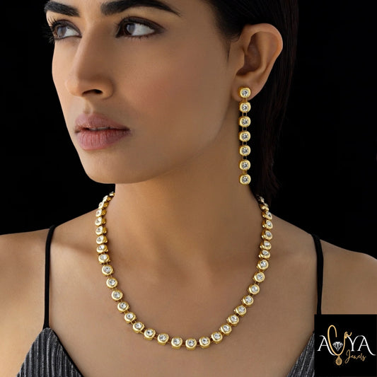 American Diamond Necklace Set With Earrings