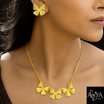 Butterflies Necklace Set With Earrings