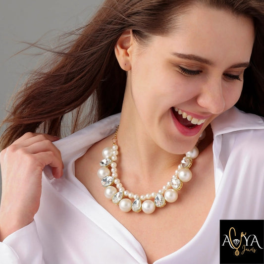 Crystal & Pearl Statement Necklace