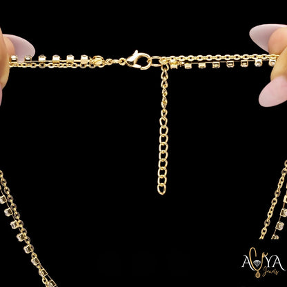 Double Layer Necklace Set With Earrings