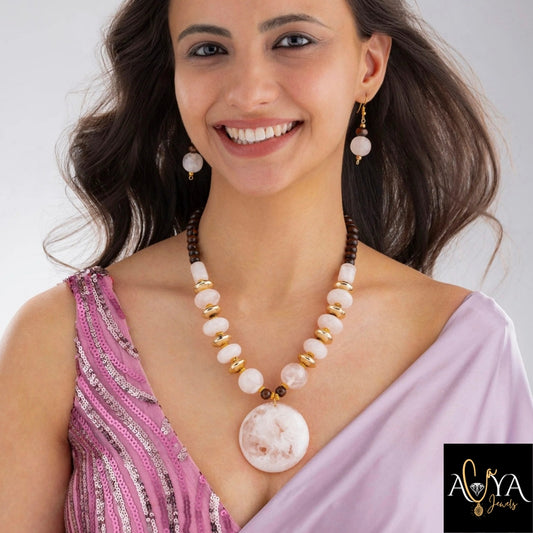Bead & Resin Statement Necklace Set With Earrings